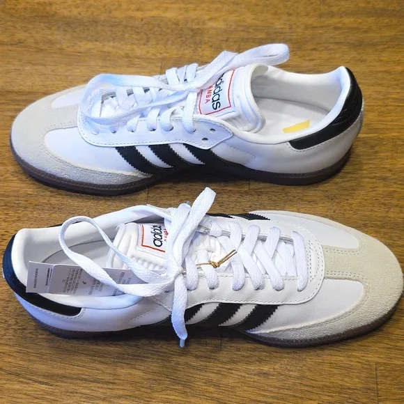 Adidas Samba White and Black Leather Classic Sneakers 8M 9W NWT (IH6001) - Picture 5 of 11